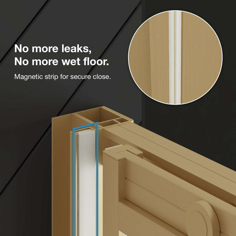 Stanford Sliding Fluted Alcove Shower Door, Brushed Gold, 60"
