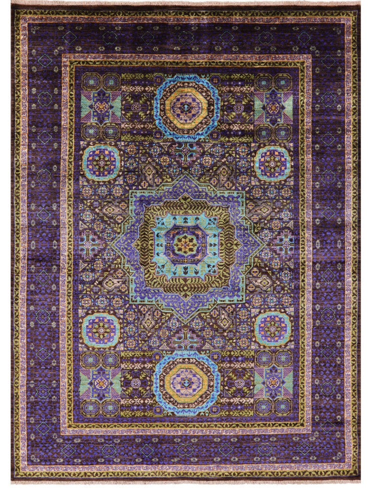 5' 9" X 8' 0" Geometric Mamluk Handmade Rug - Q12263