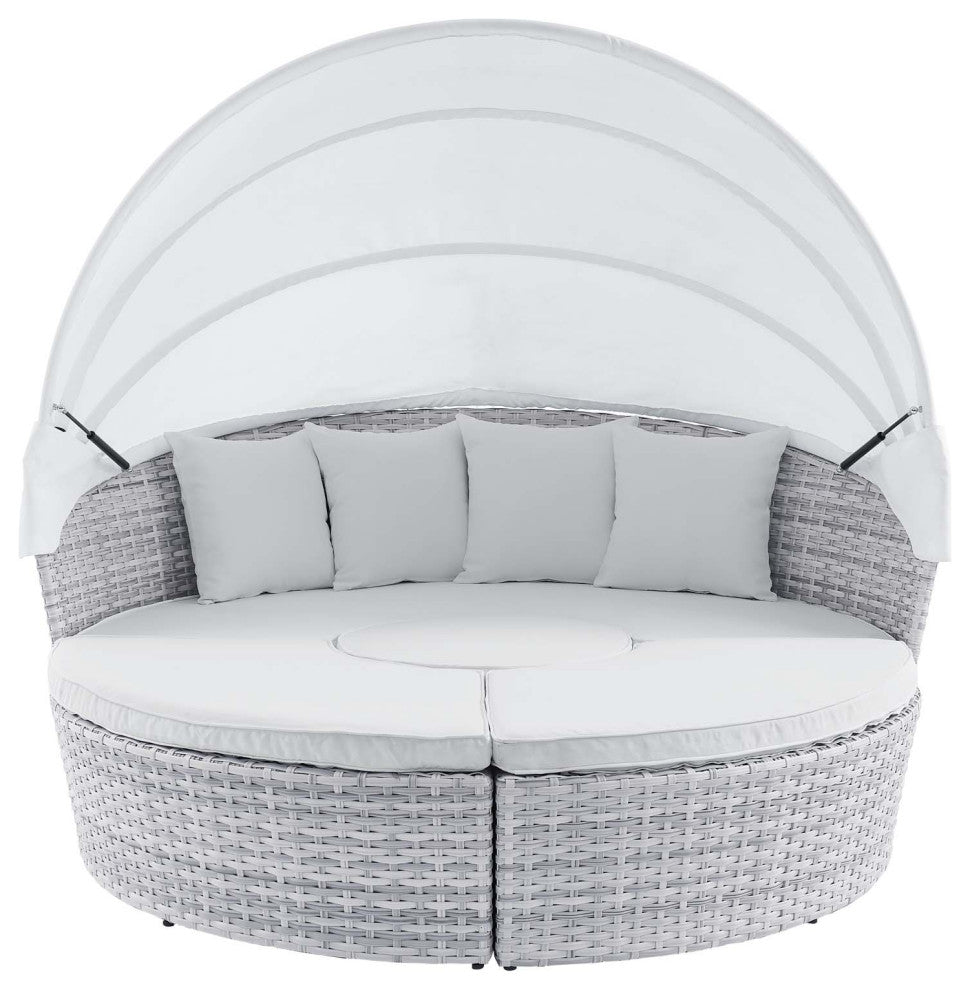 Scottsdale Canopy Sunbrellaï¿½ Outdoor Patio Daybed Light Gray White -4443