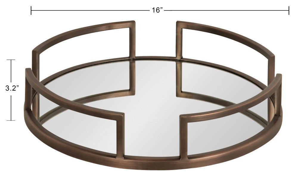 Gohana Decorative Metal Tray, Bronze 16" Diameter