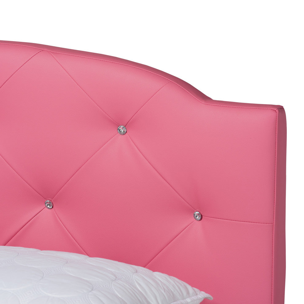 Canterbury Glam Pink Faux Leather Upholstered Queen Size 3-Piece Bedroom Set