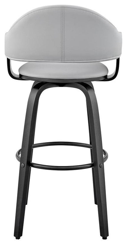 Daxton 26 Gray Faux Leather and Black Wood Bar Stool