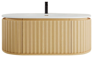 Eviva Haven 39" Oak Wallmount Vanity With White Solid Surface Integrated Top