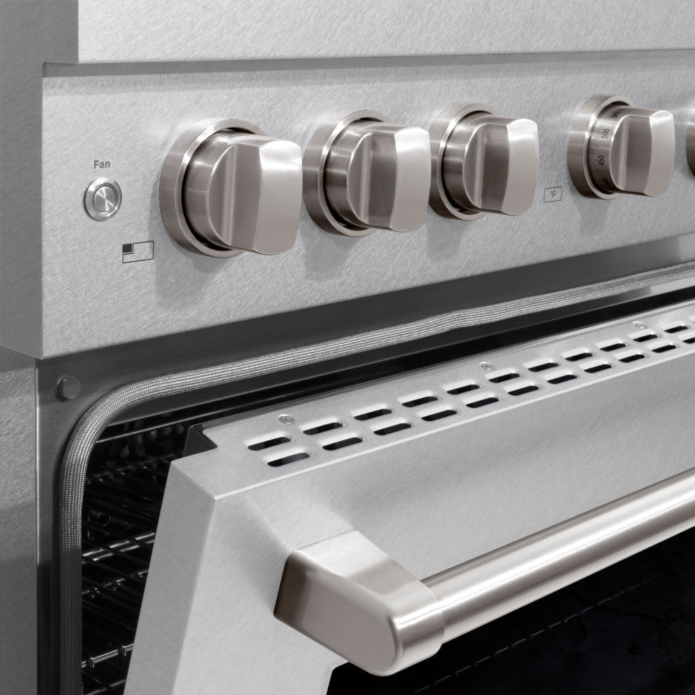 ZLINE 36" Freestanding Gas Range, DuraSnow Steel With Brass Burners SGRS-BR-36