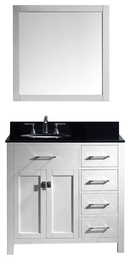 Caroline Parkway 36" Single Bathroom Vanity Set White, Granite Top