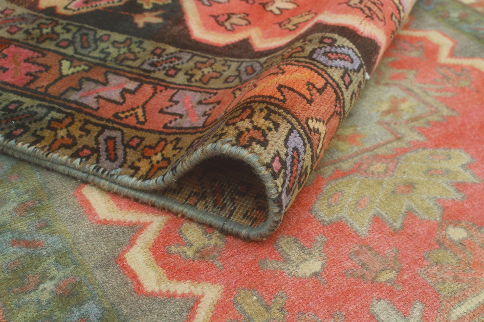 Fine Vintage Distressed Rania Charcoal/Rust Runner, 3'3x10'11