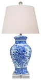 Blue and White Porcelain Floral Vase Table Lamp, 26"