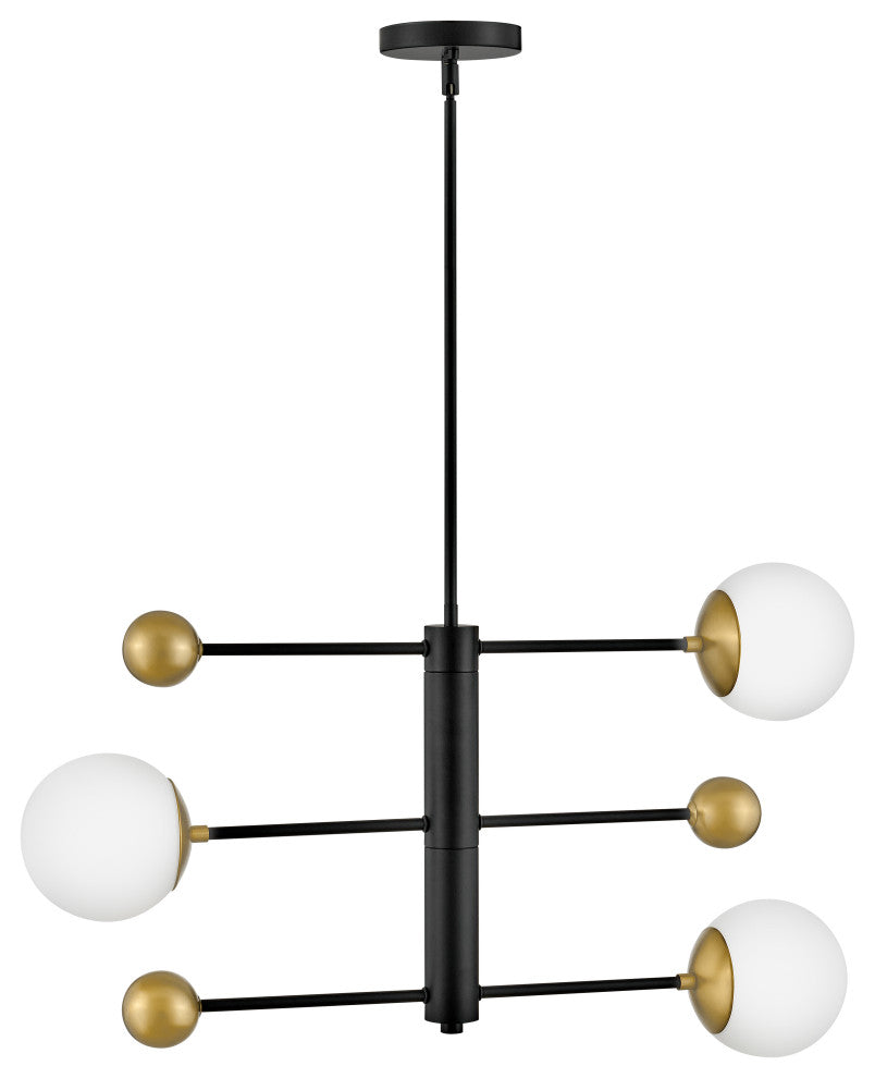Lark Auggie 31" Medium Mobile Multi-Tier Chandelier, Black + Lacquered Brass