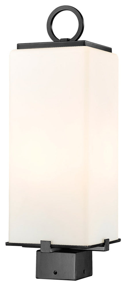 Zlite 593PHMS-BK 2-Light Outdoor Post Mount Fixture, White Opal