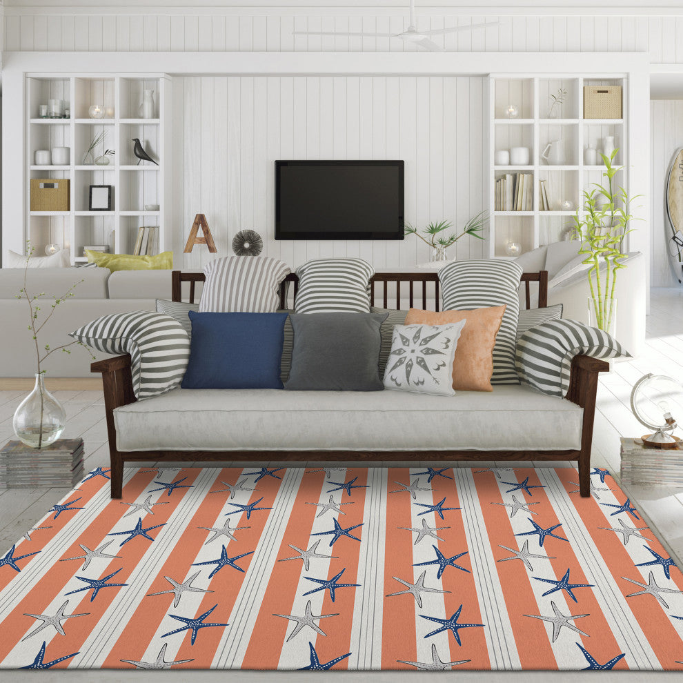 Indoor/Outdoor Seabreeze SZ12 Salmon Machine Washable 9' x 12' Rug