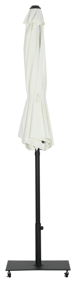 Fiji Patio Umbrella and Base, White, Matte Black Pole, Matte Black Belize Base