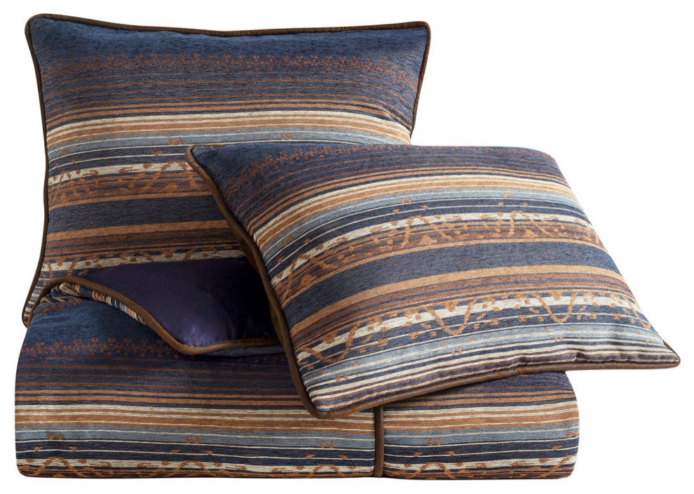 Estes Chenille Comforter Set, 3 Piece, Blue, King