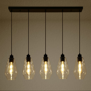 LNC Astralithos 5-Light Black Modern Clustered Kitchen Island Pendant Light