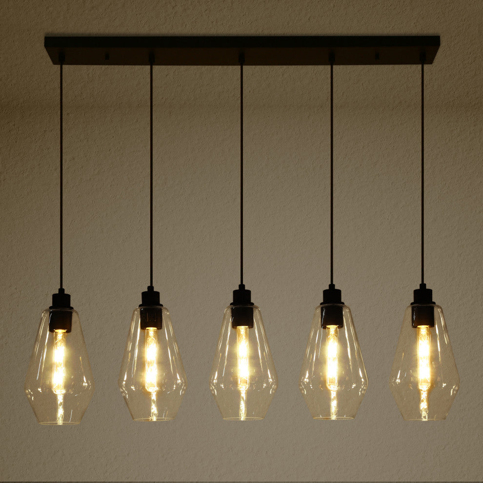 LNC Astralithos 5-Light Black Modern Clustered Kitchen Island Pendant Light