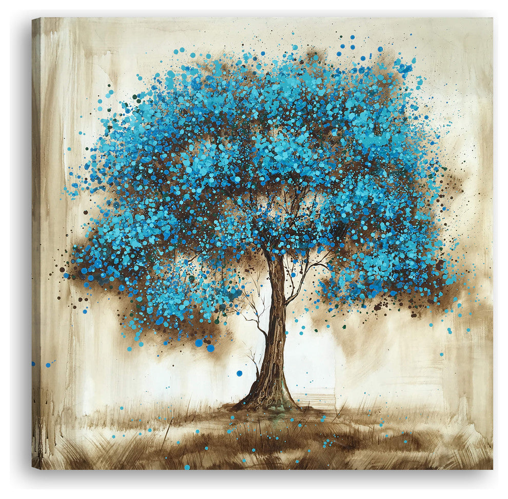 "Blue Tree" Hand Painted Oil Canvas Artwork; Modern Art; Fine Art