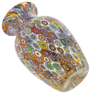 GlassOfVenice Murano Glass Golden Quilt Millefiori Urn Vase