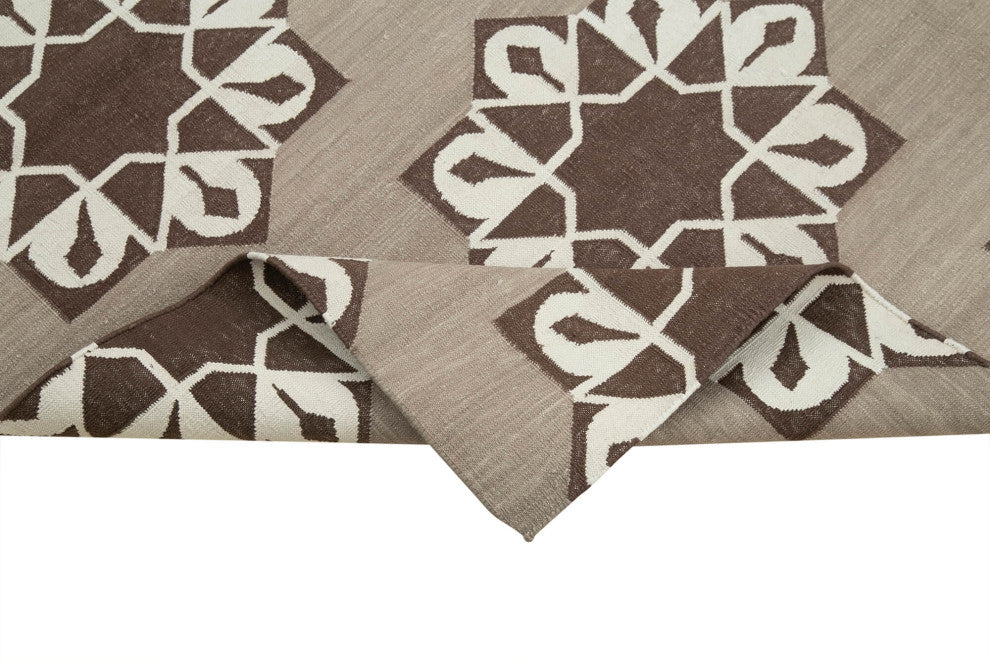 Rug N Carpet - Handmade Wool 3' 10'' x 5' 5'' Modern Design Dhurrie Kilim Rug