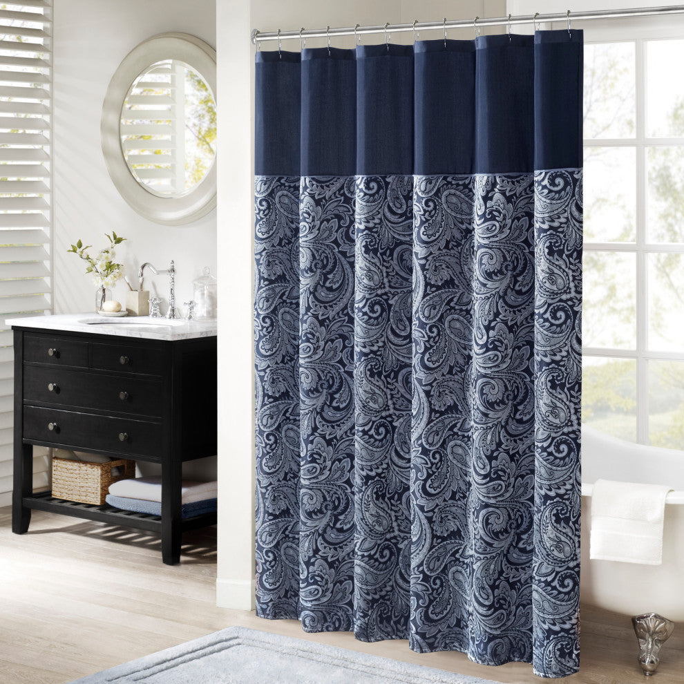 Madison Park Aubrey Shower Curtain, Navy, 72x72"