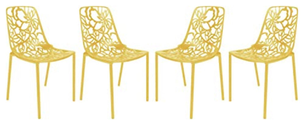 LeisureMod DC23Y4 Modern Devon Aluminum Chair, Set of 4