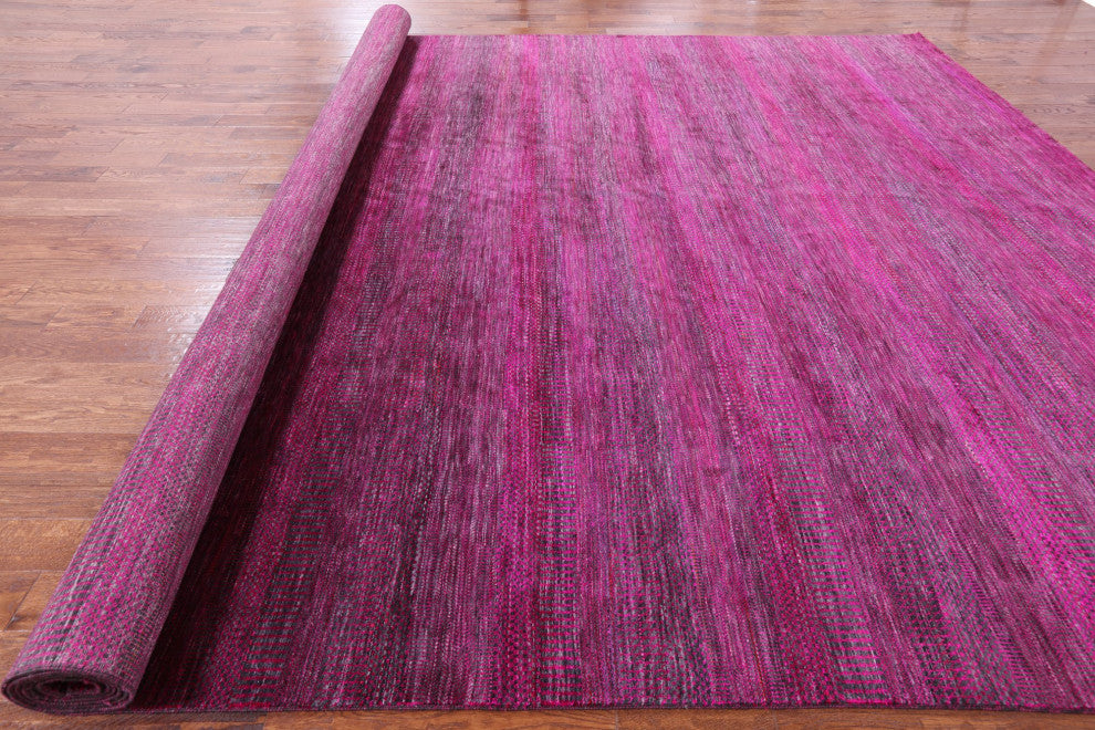 12' 0" X 18' 0" Hand Knotted Wool and Silk Super Savannah Gabbeh Rug Q6108