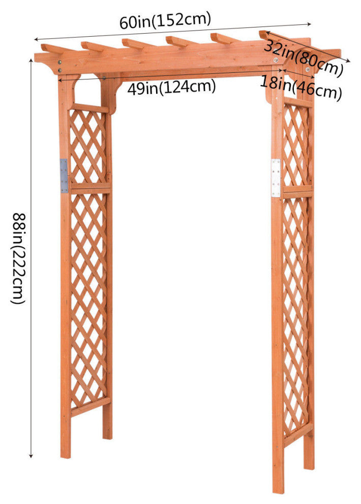 Costway Arbor Over 7FT High Wooden Garden Arch Trellis Pergola Outdoor Plant