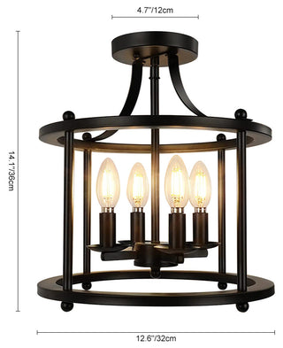 4-Light Lantern Semi Flush Mount
