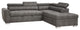 ACME Thelma Sectional Sofa With Sleeper and Ottoman, Gray Polished Microfiber