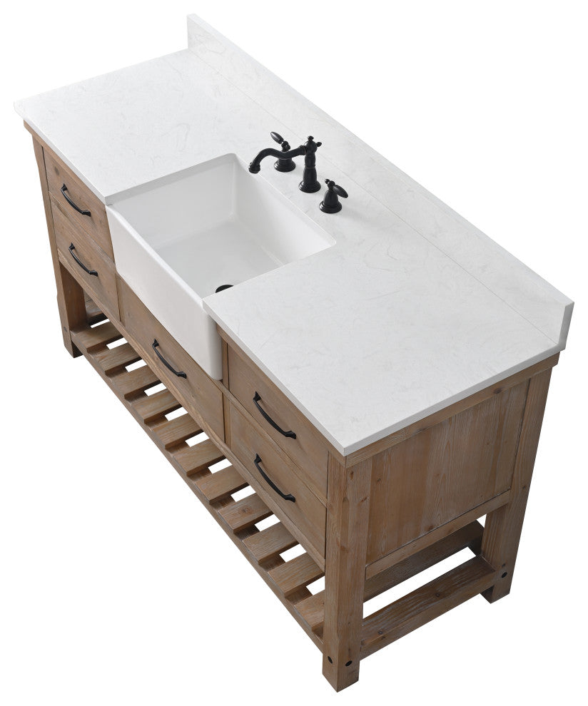 Wesley 60" Bathroom Vanity, Weathered Natural