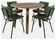 Reclamation Five Piece Round Rustic Reclaimed Solid Wood Round Dining Set