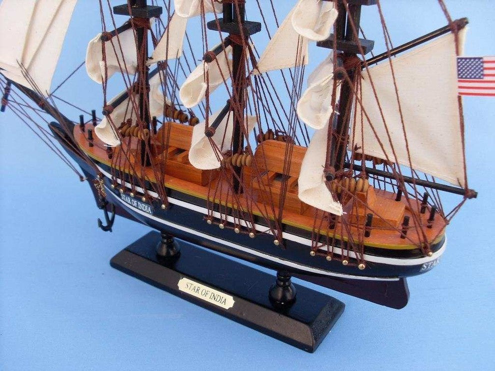 Wooden Star of India Tall Model Ship, 15"