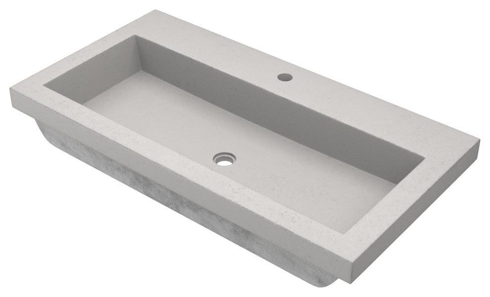 36" Chardonnay Floating Vanity with NativeStone Trough in Ash