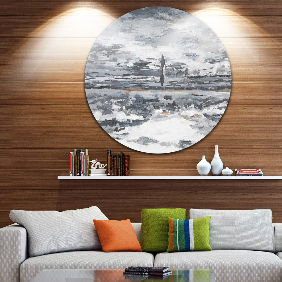 Running Horse Through Water, Abstract Painting Disc Metal Wall Art, 23"
