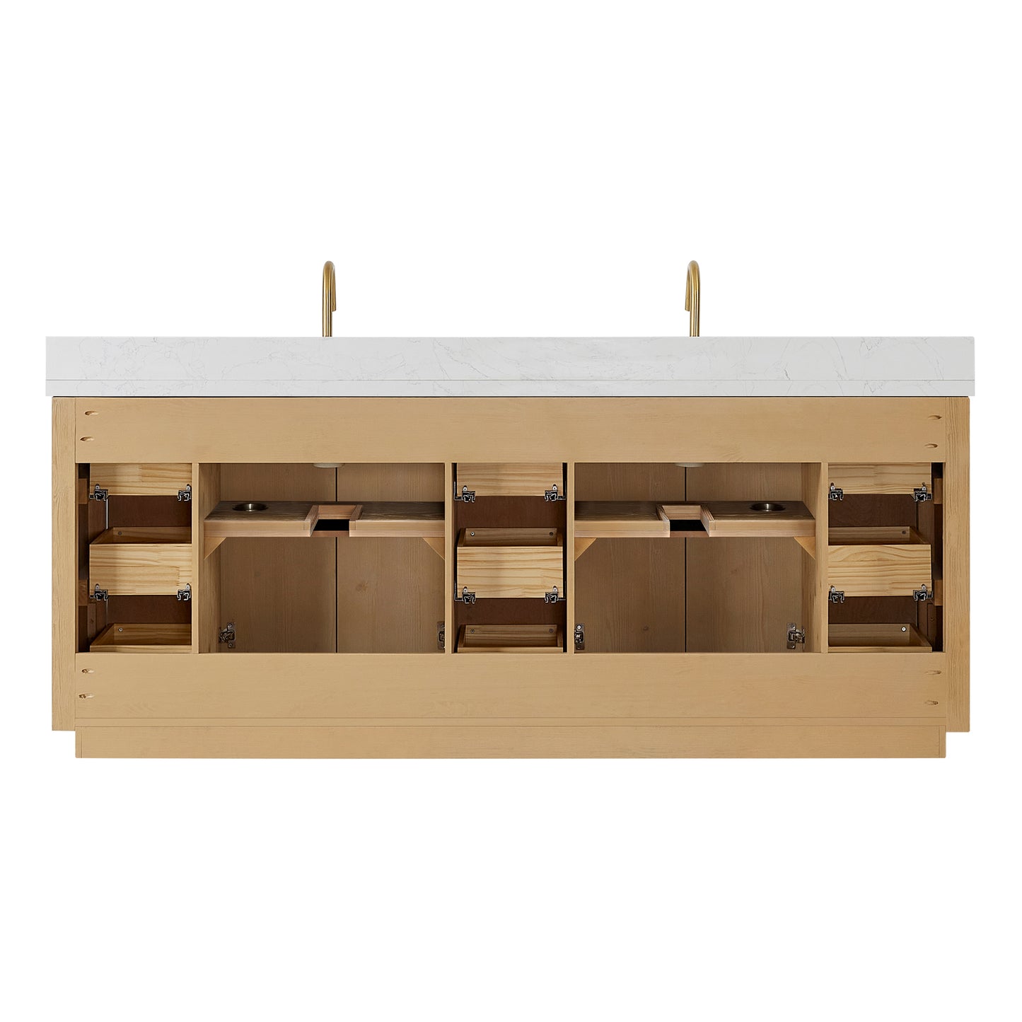 Vinnova Cadiz Bath Vanity, Composite Stone Top, Washed Ash Grey, 84", No Mirror