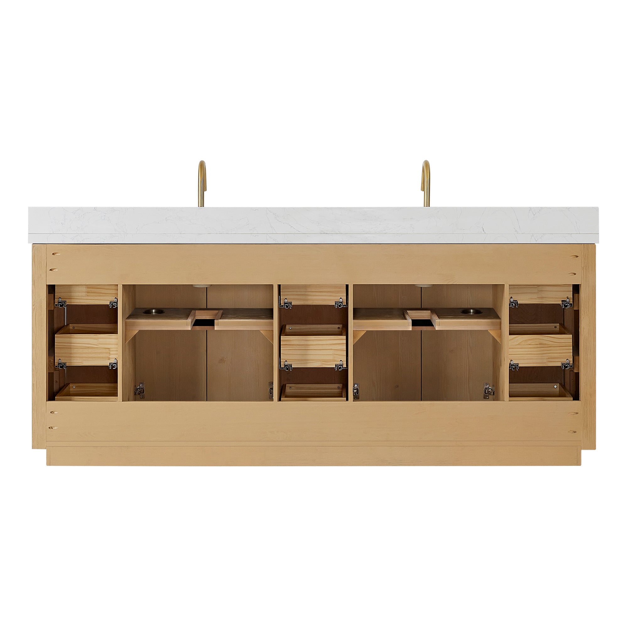 Vinnova Cadiz Bath Vanity, Composite Stone Top, Washed Ash Grey, 84", No Mirror