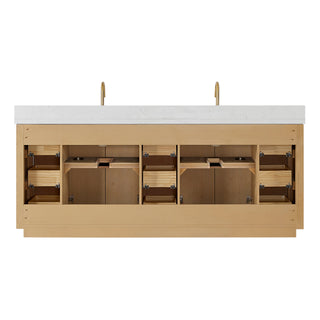 Vinnova Cadiz Bath Vanity, Composite Stone Top, Washed Ash Grey, 84", No Mirror