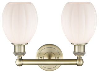 Eaton 2-Light 15" Bath Vanity Light, Antique Brass Finish, Matte White Shade