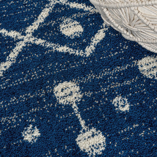 Aksil Moroccan Beni Souk Area Rug, Navy/Cream, 5 Ft. X 8 Ft.