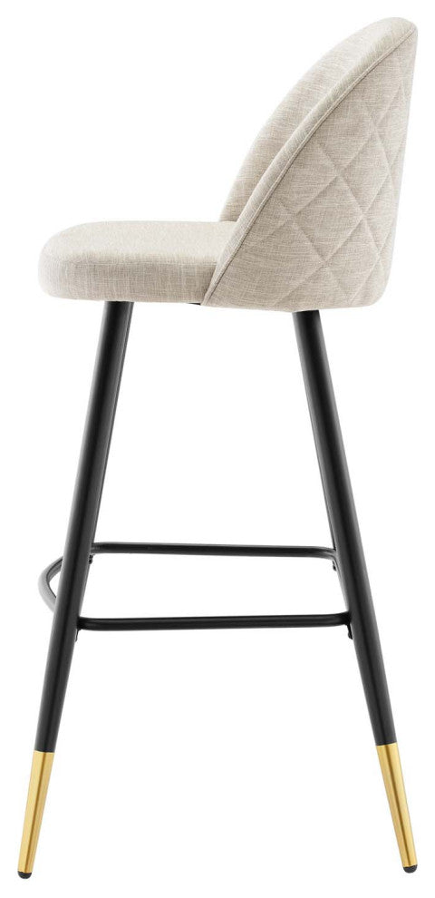 Bar Stool Chair Barstool, Set of 2, Fabric, Metal, Beige, Modern, Bar Pub Bistro