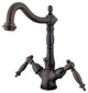 Kingston Brass Two-Handle Bathroom Faucet With Brass Pop-Up, Oil Rubbed Bronze