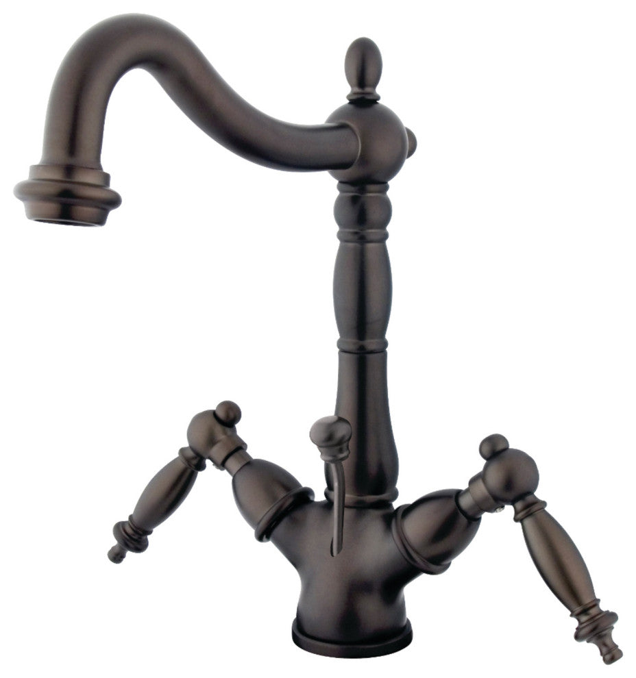 Kingston Brass Two-Handle Bathroom Faucet With Brass Pop-Up, Oil Rubbed Bronze