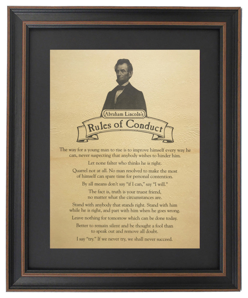 Framed Abraham Lincoln's Rules of Conduct