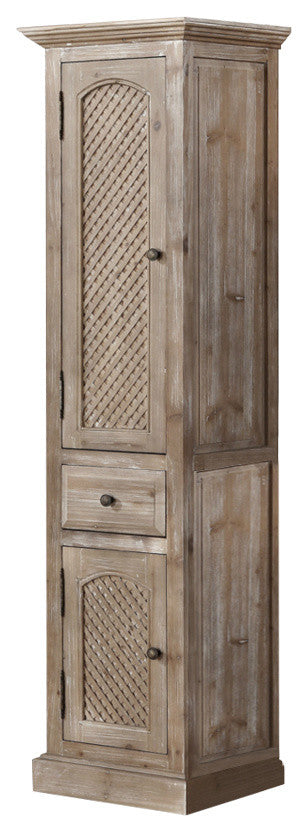 Rustic Solid Fir Side Cabinet Linen Tower