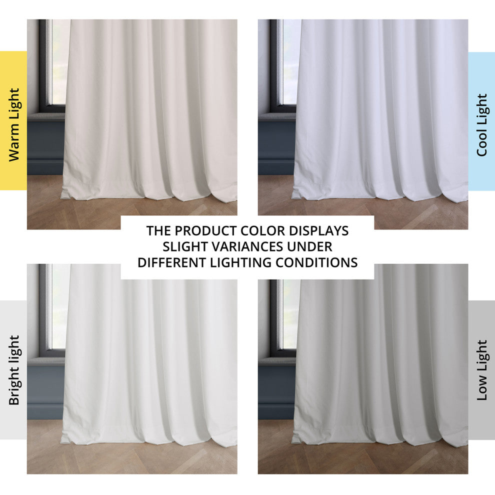 Heritage Plush Velvet Curtain Single Panel, Pillow White, 50"x96"