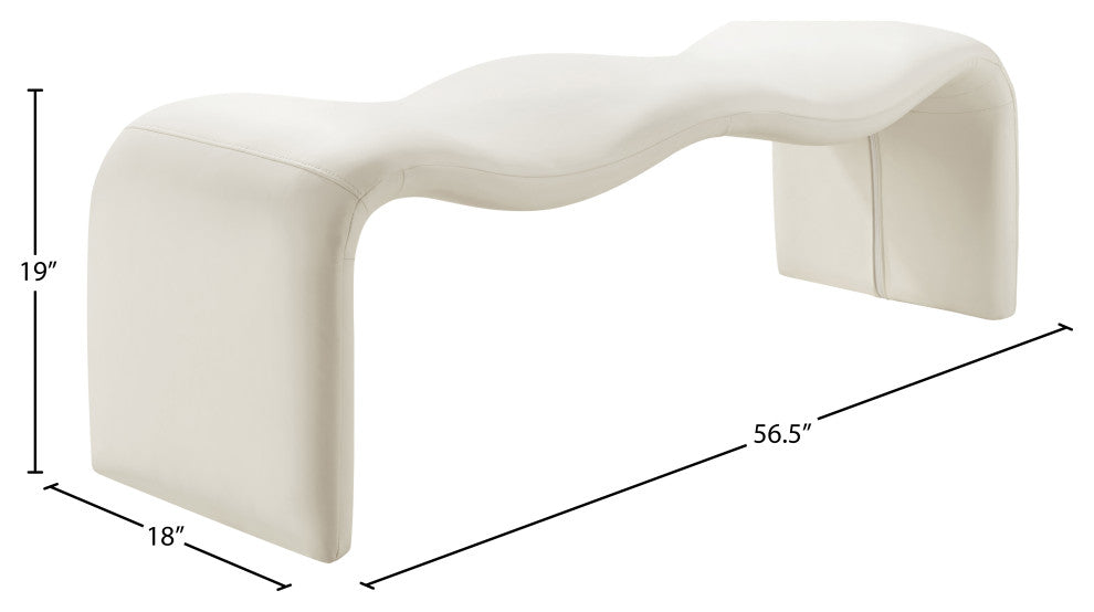 Willow Upholstered Bench, Cream, Vegan Leather