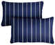 Navy with White Stripes Outdoor Lumbar Pillow Set of 2, 16x26