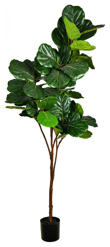 Vickerman FH190180 8' Artificial Green Fiddle Tree in Black Planters Pot