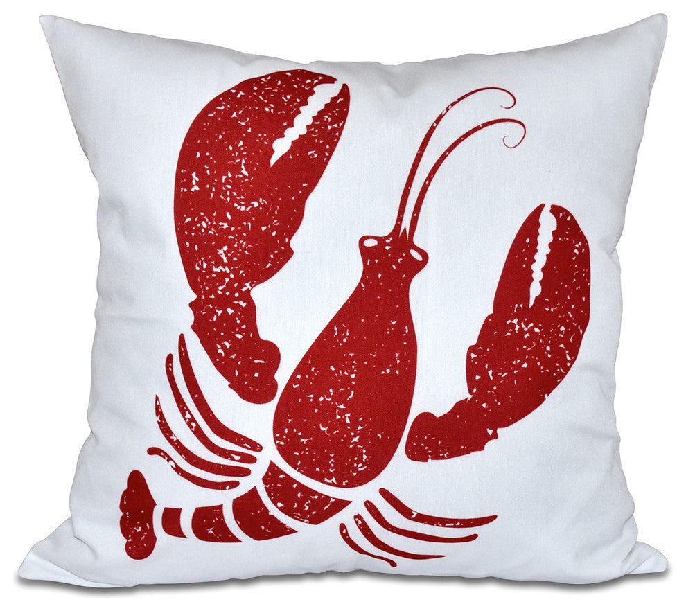 Lobster, Animal Print Pillow, White, 26"x26"