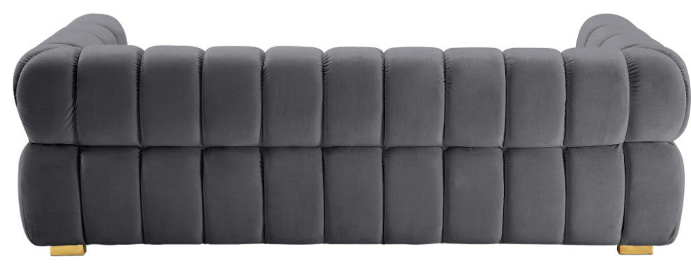 Gwen Velvet Upholstered Chair, Gray, Sofa