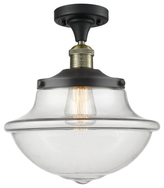 Large Oxford 1-Light Semi-Flush Mount, Black Antique Brass, Clear