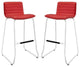 Modern Urban Contemporary Bar Stool Set of 2, Red Faux Leather
